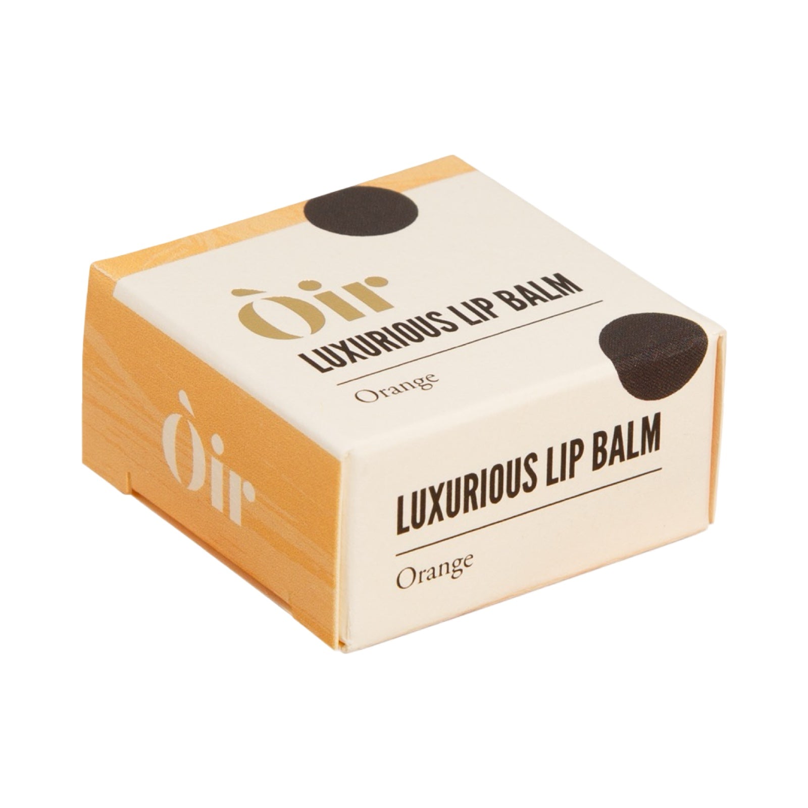 This luxurious lip balm has an orange scent with a hint of cocoa and vanilla.