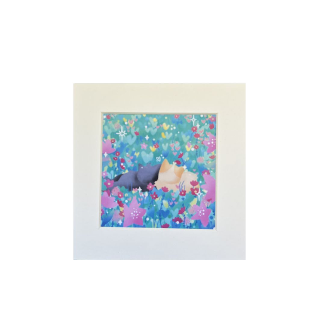 Cat Friends Mini Mounted Print