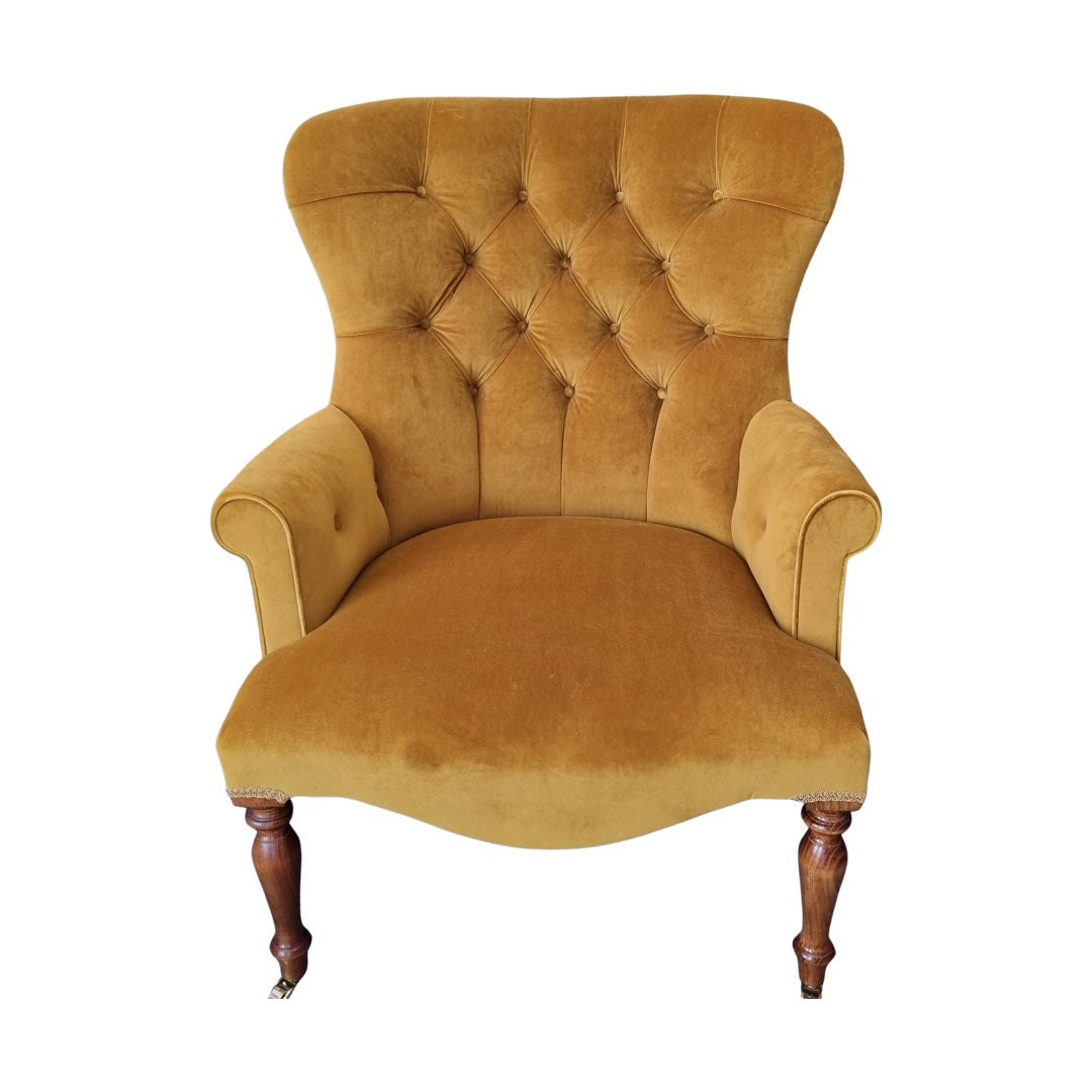 Button Back Plain Velvet Occasional Armchair