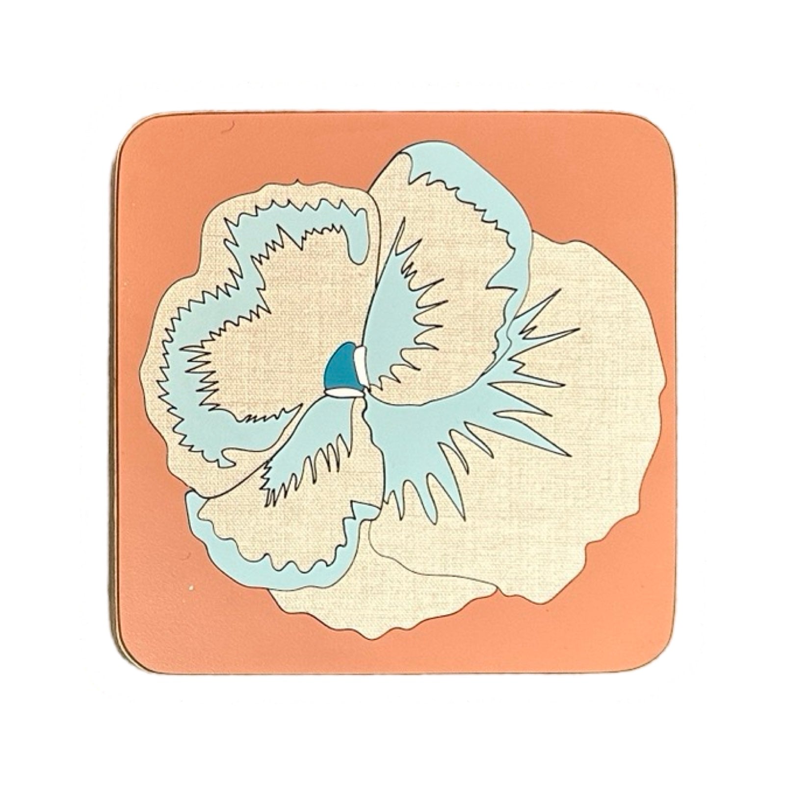 Handmade trivets are made from birch plywood with a colourful pansy flower design.