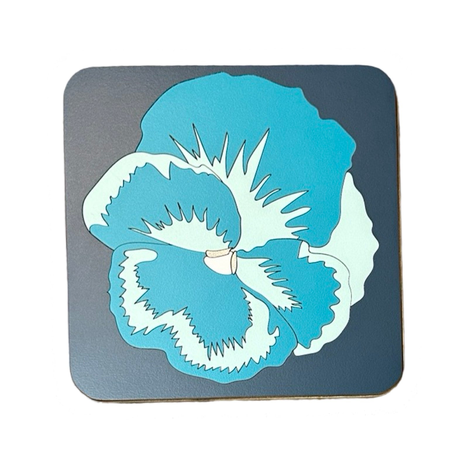 Handmade trivets are made from birch plywood with a colourful pansy flower design.