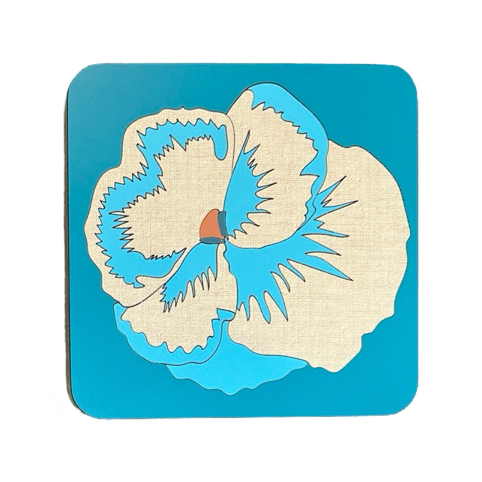 Handmade trivets are made from birch plywood with a colourful pansy flower design.