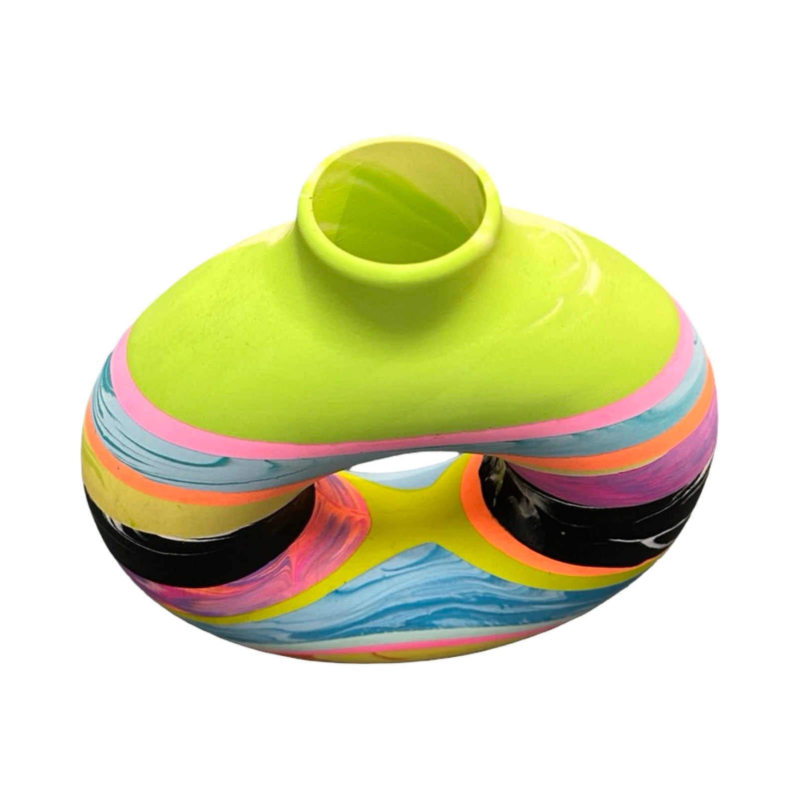 Colorful vase with a white background.
