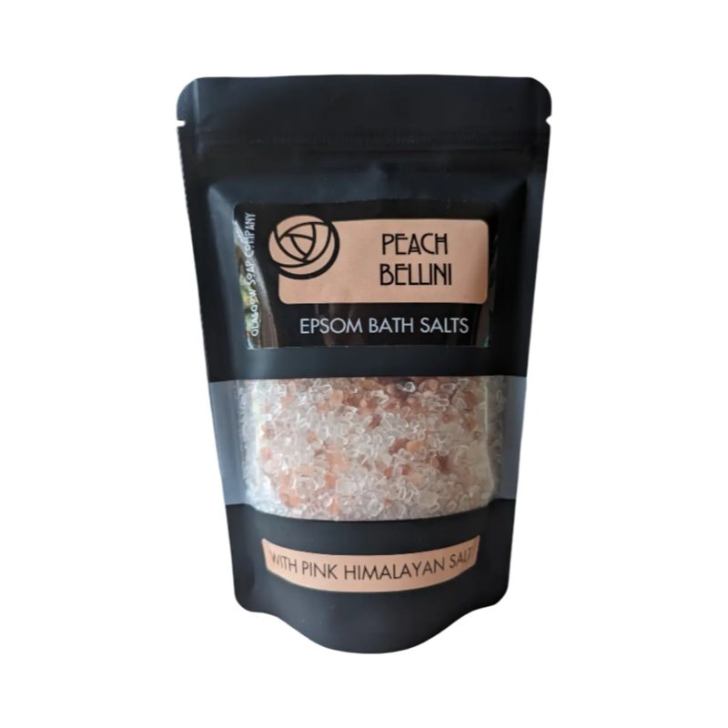 A packet of peach bellini epsom bath salts