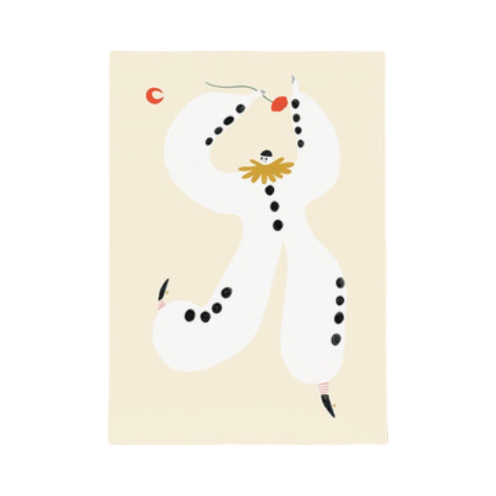 This print features an illustration of the character 'Pierrot' wearing a fabulous all-in-one white suit with black buttons.