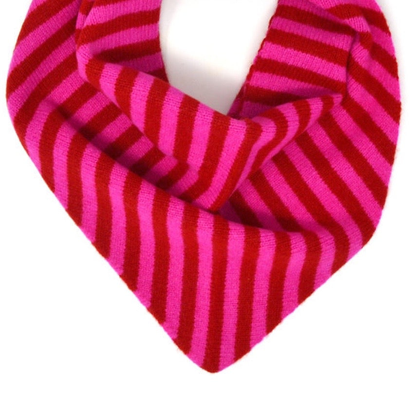 Red and pink striped neckerchief on a white background.