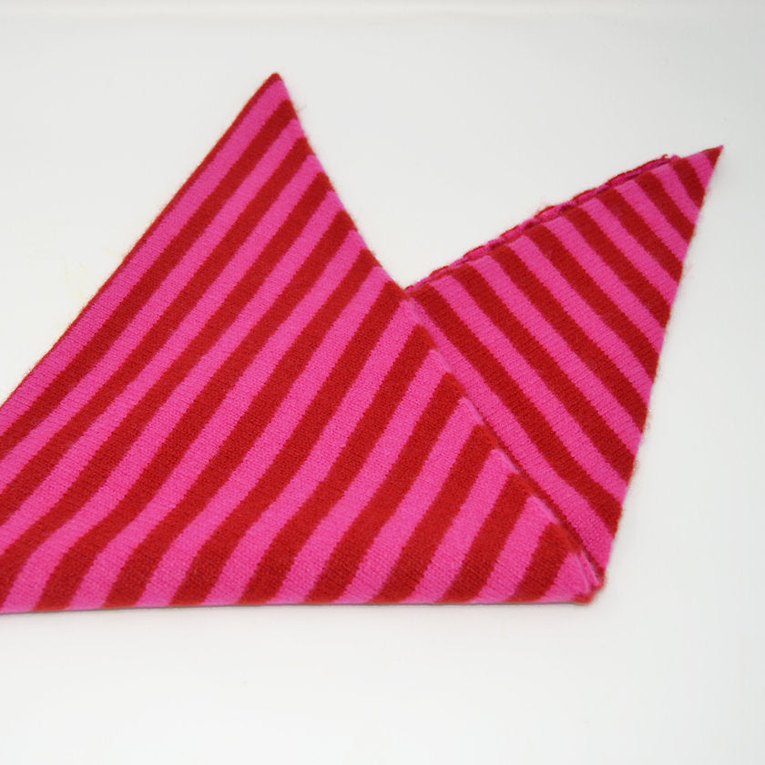 Red and pink striped neckerchief on a white background.