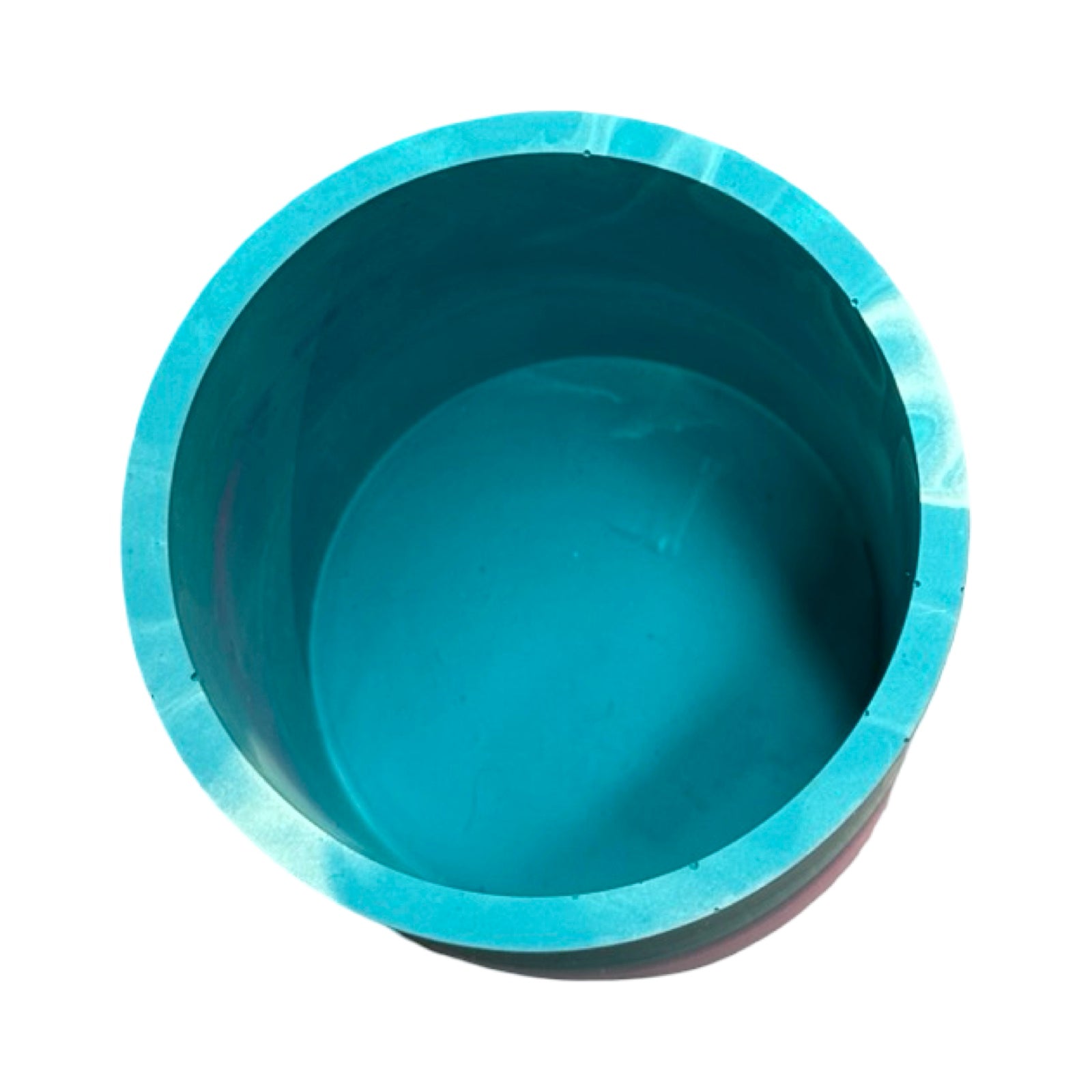 Blue planter on a white background.