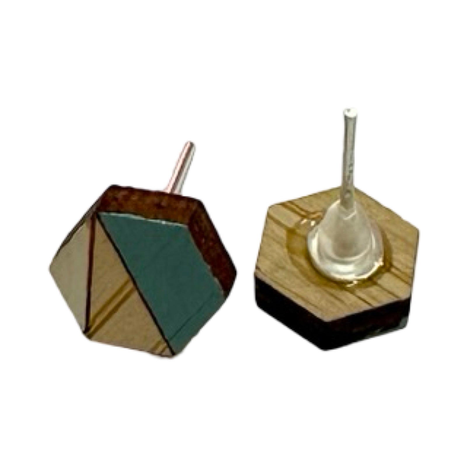 Sea Breeze Hexagonal Bamboo Stud Earrings