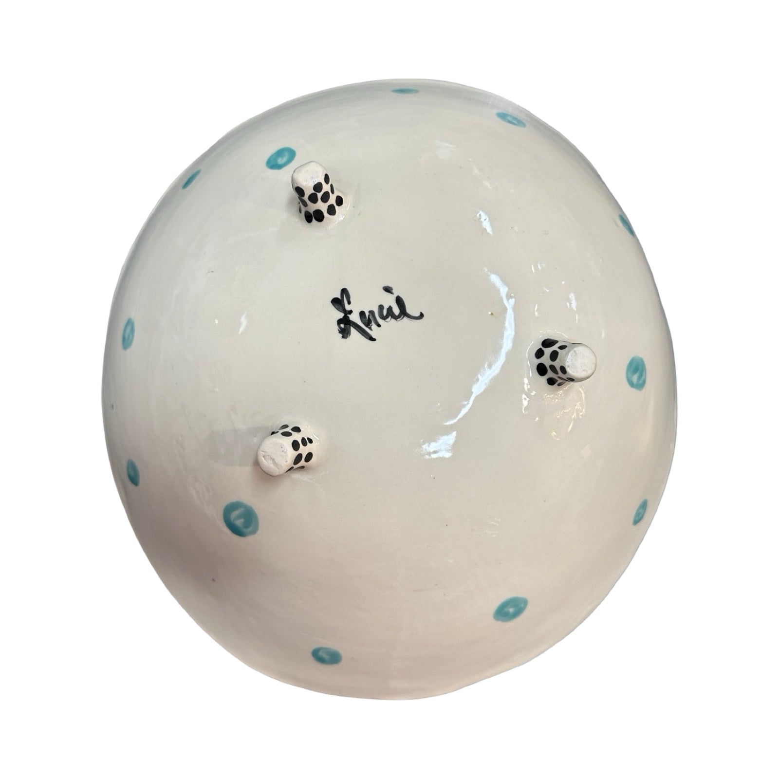 Cats Ceramic Fruit Bowl Blue