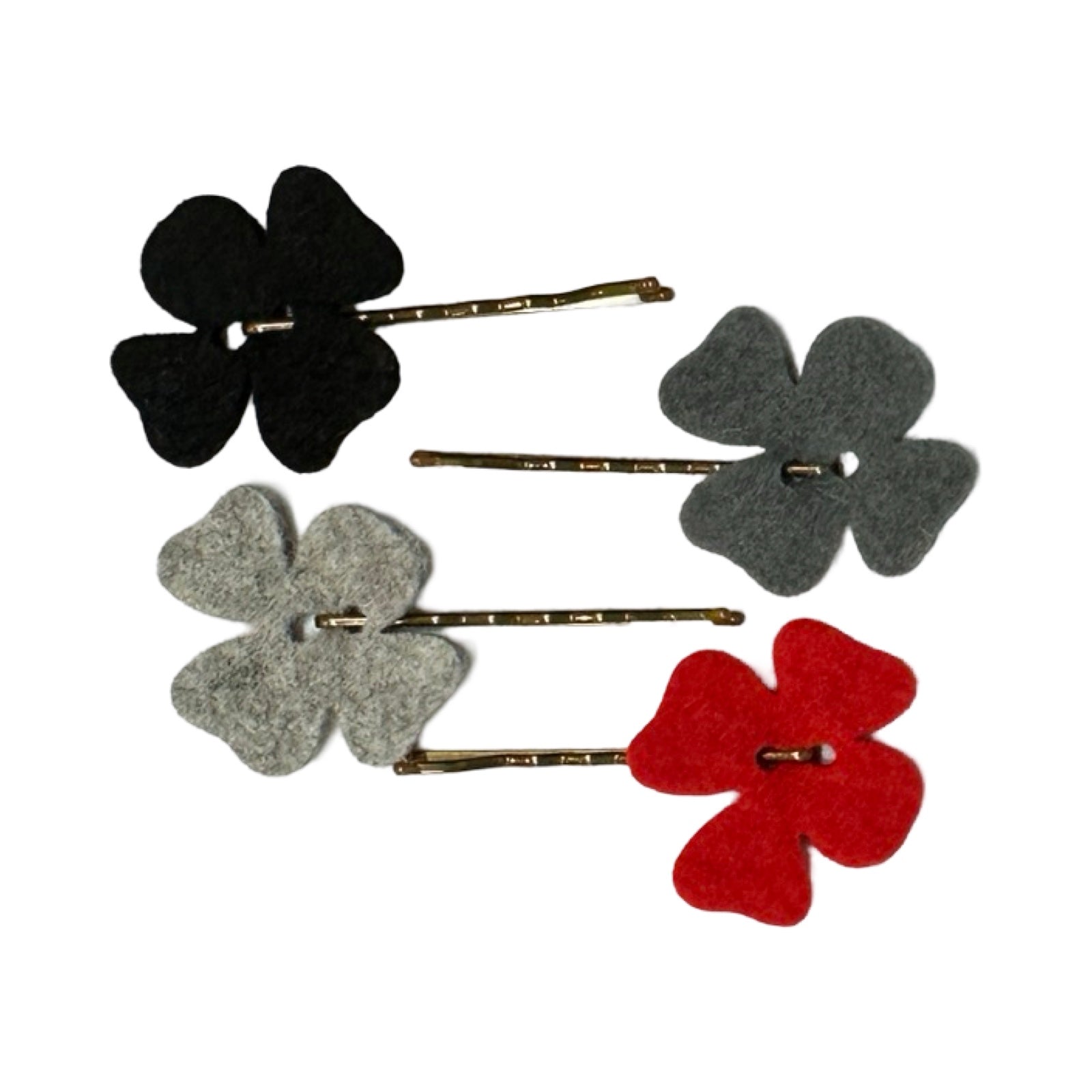 Grey and Red Flower Hair Slides
