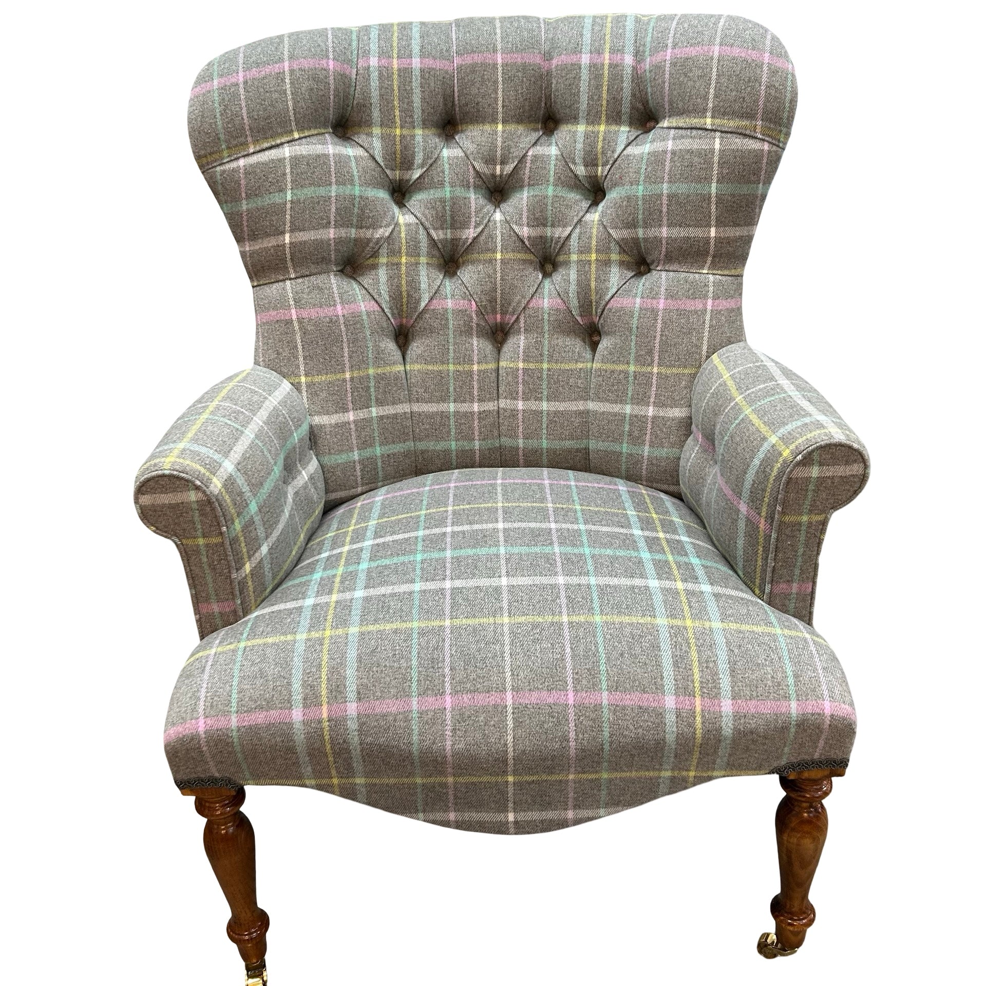 Grey Windowpane Check Armchair