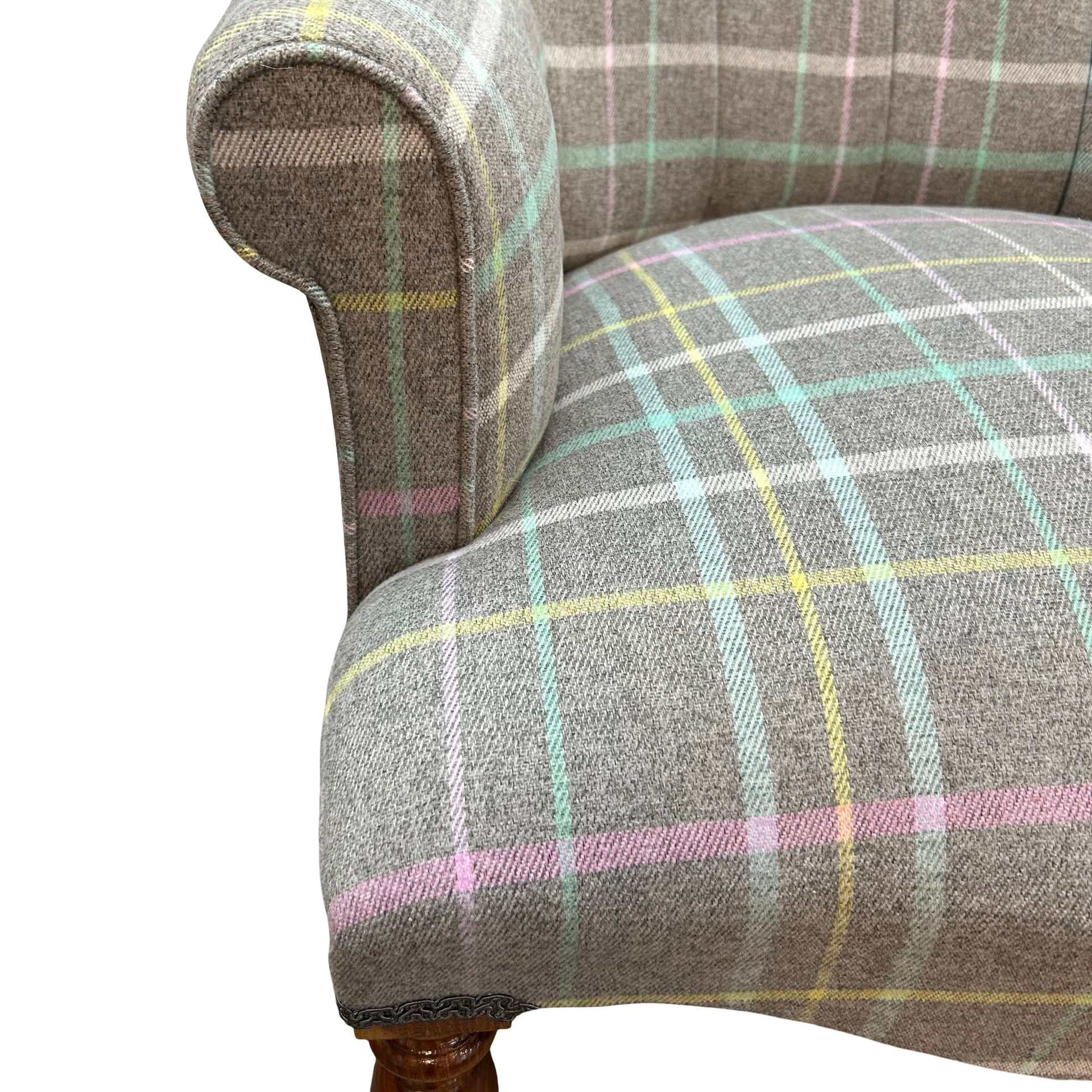 Grey Windowpane Check Armchair