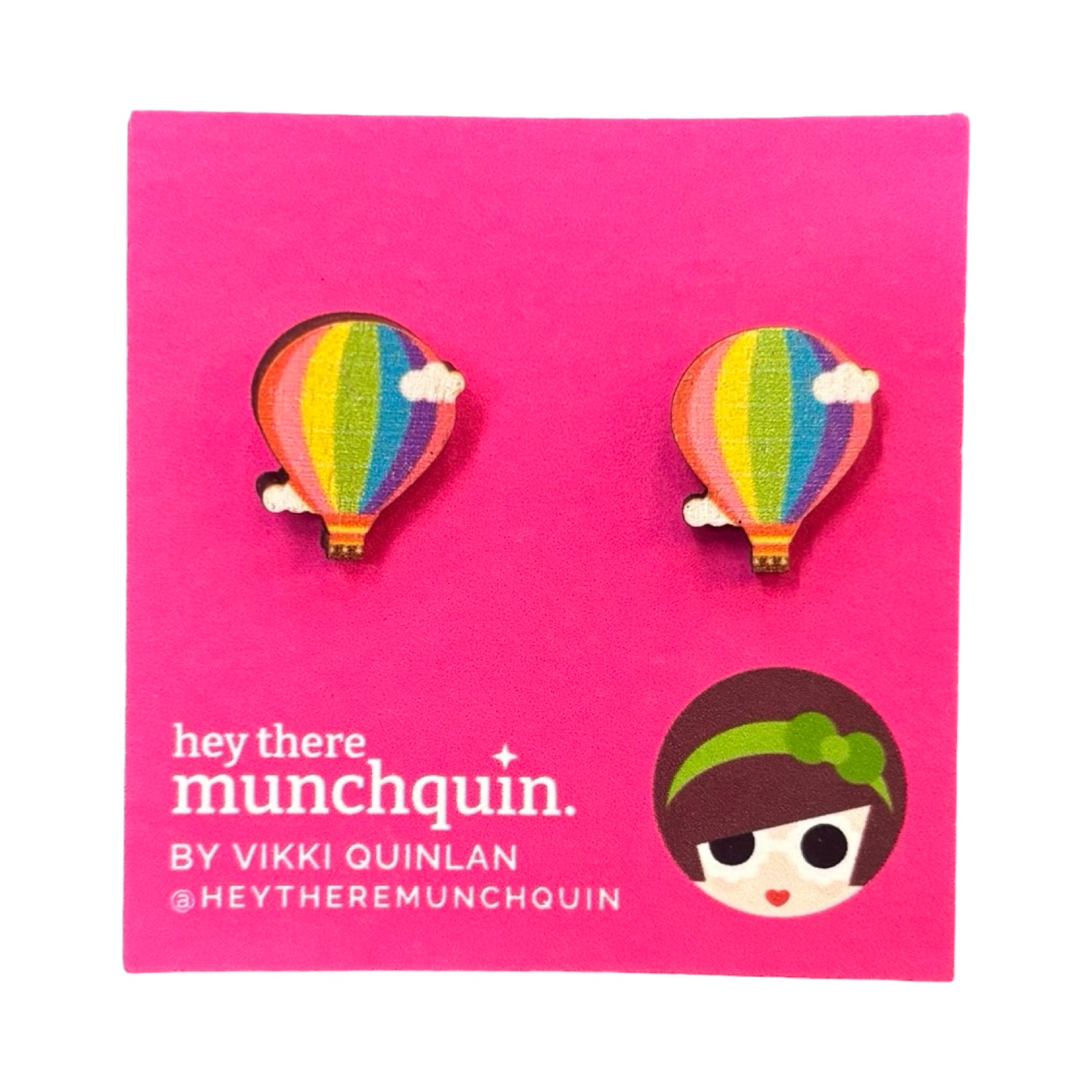 Hot Air Balloon Wooden Stud Earrings