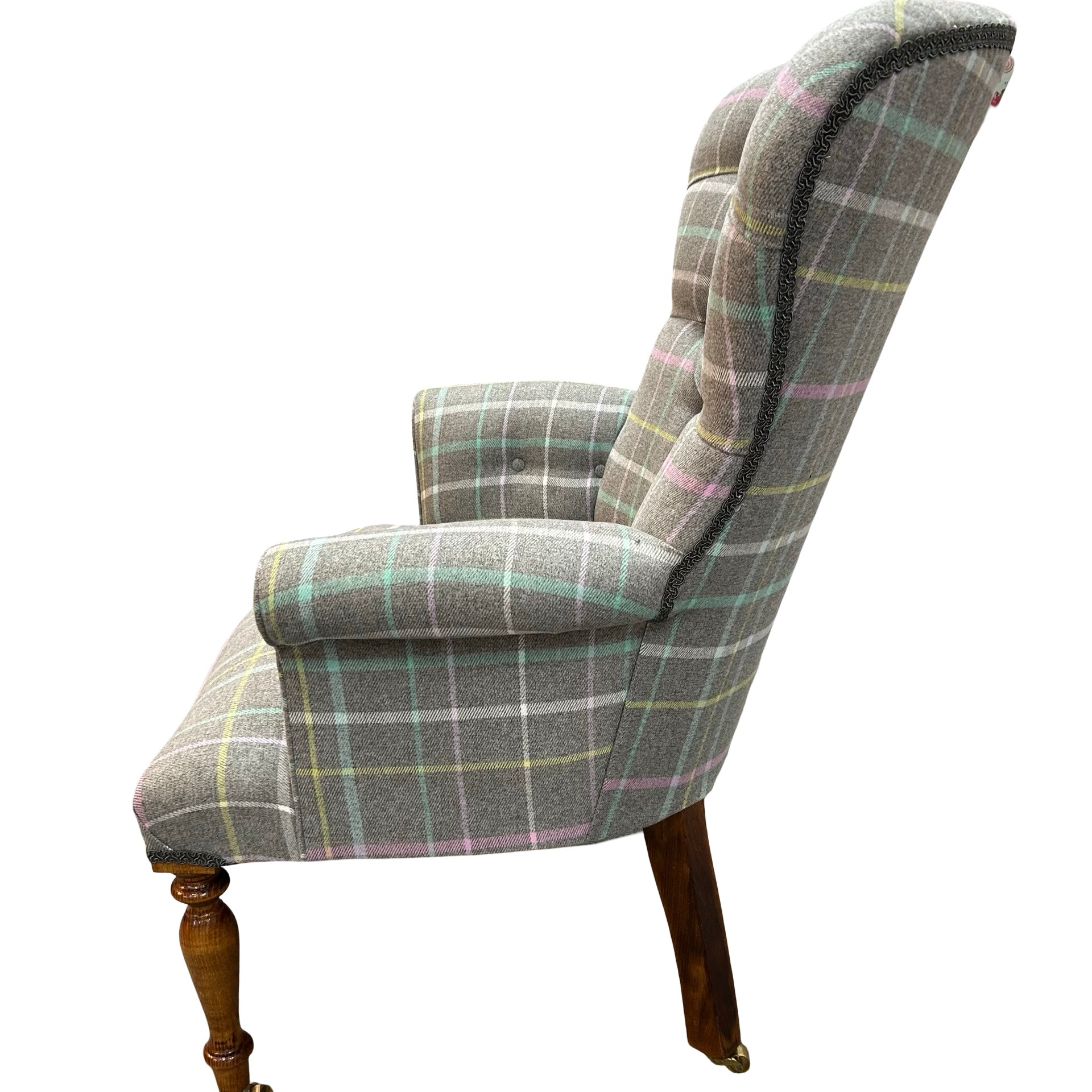 Grey Windowpane Check Armchair