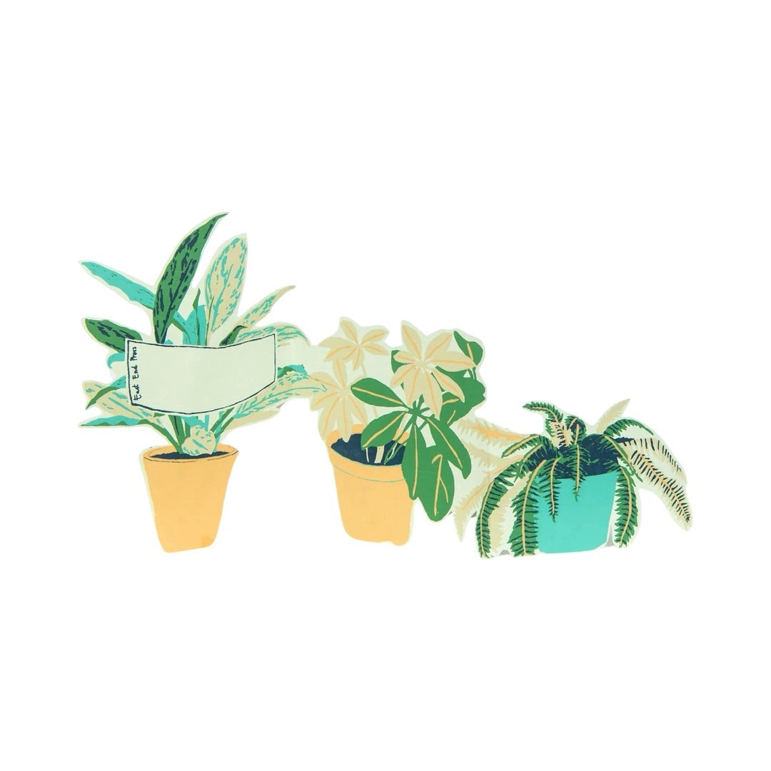 Plant pots concertina card unfolded to show three plant pots.