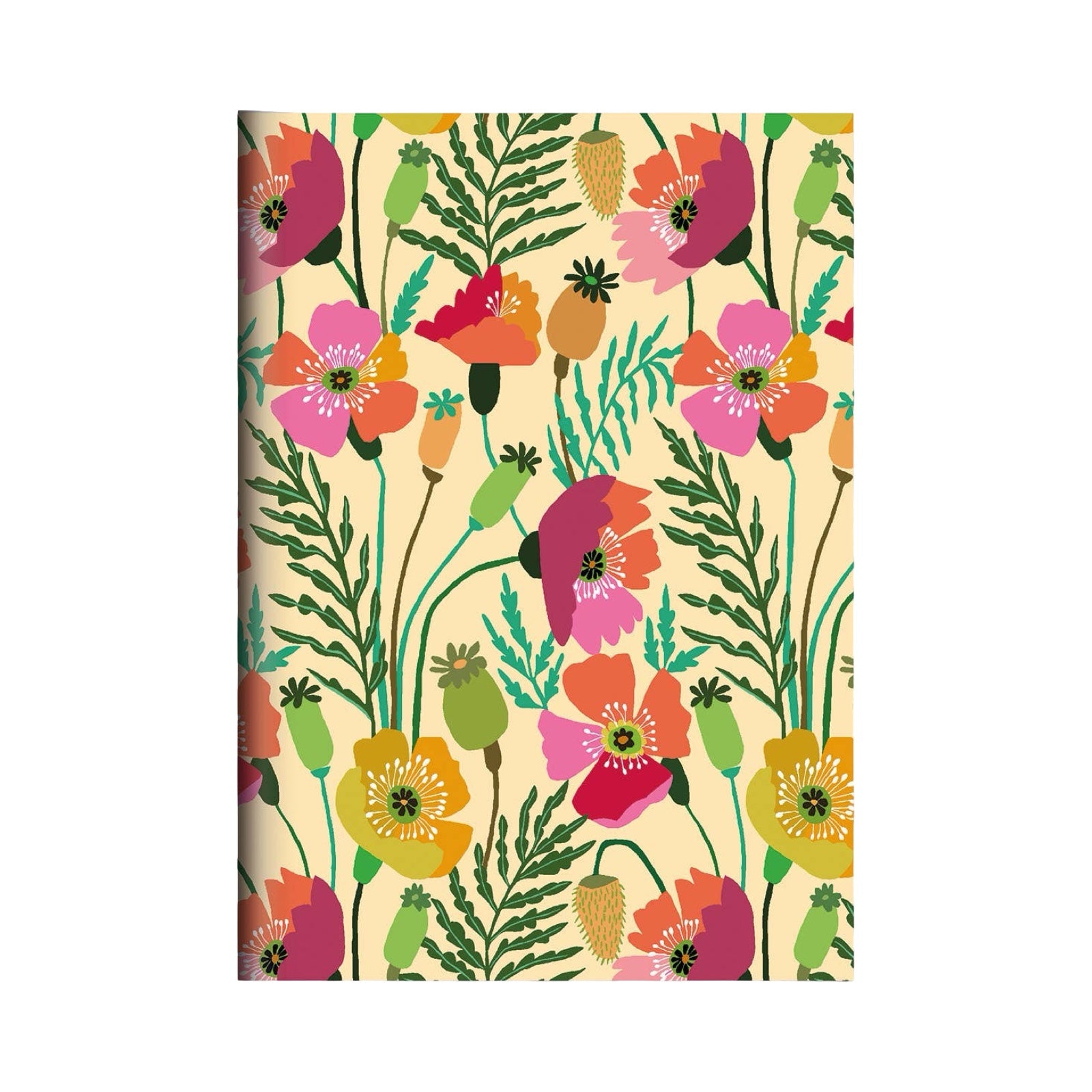 This slim notebook features an illustration of colourful poppies on the cover.
