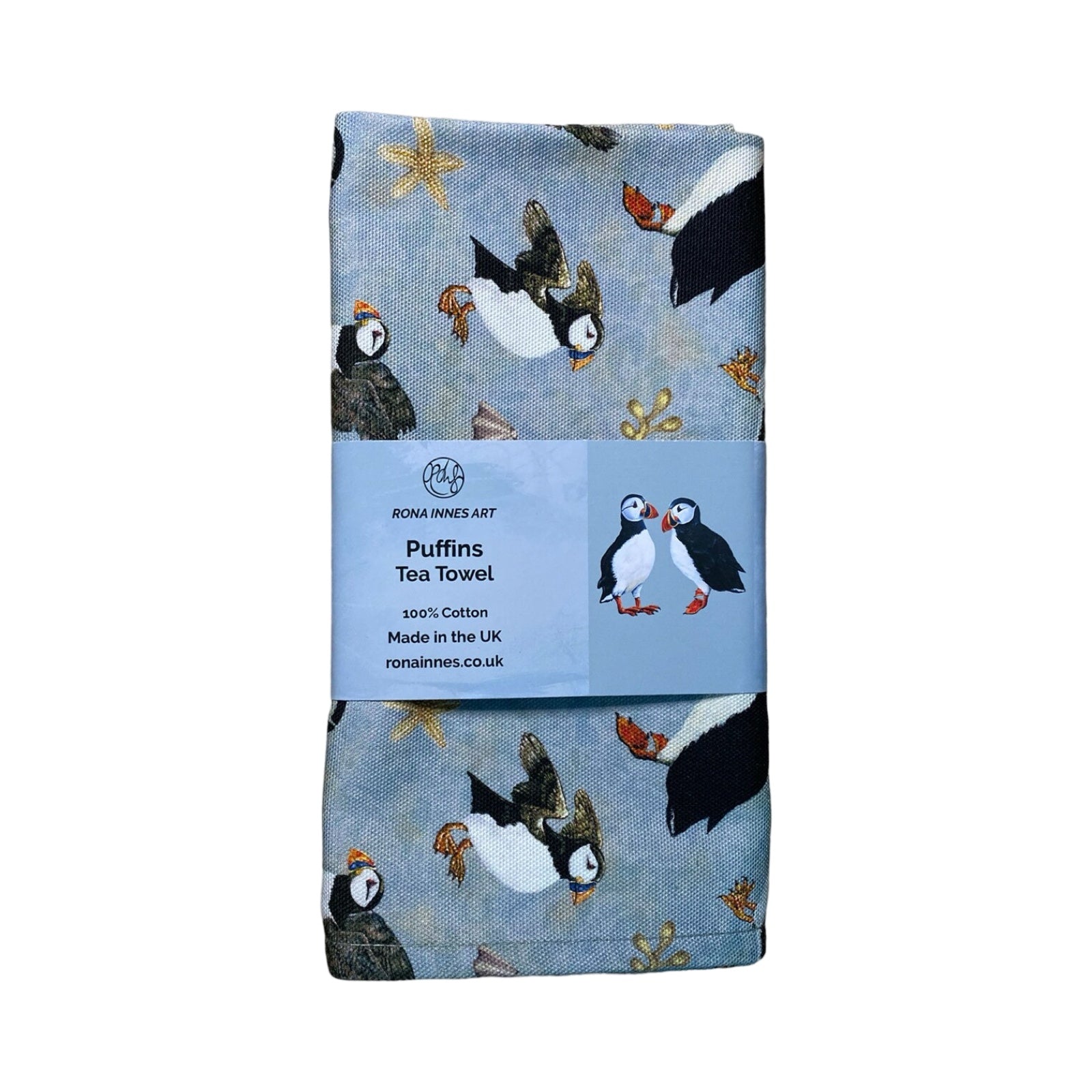 Puffin Tea Towel Blue/Green