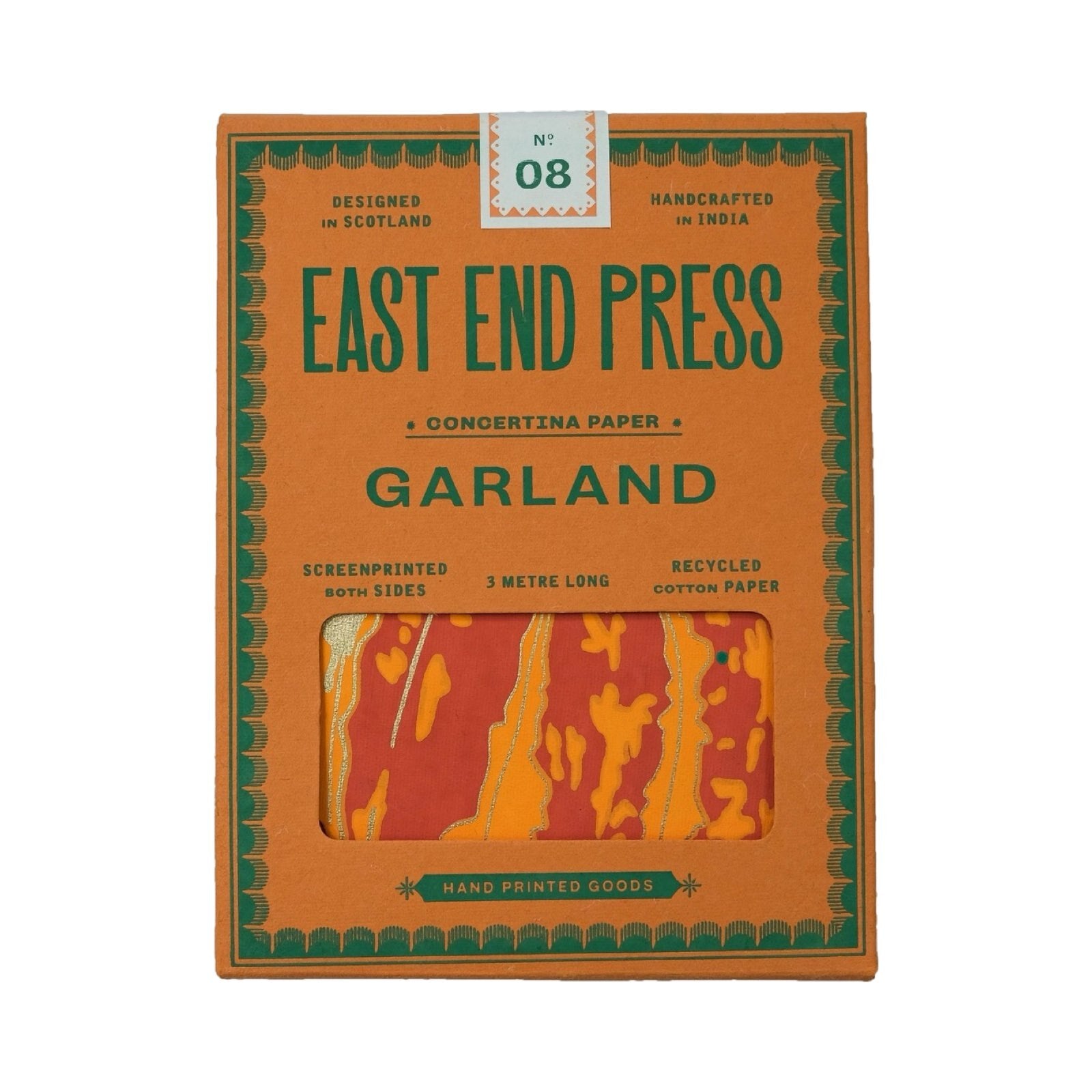 An orange paper packet for pumpkin concertina garland.