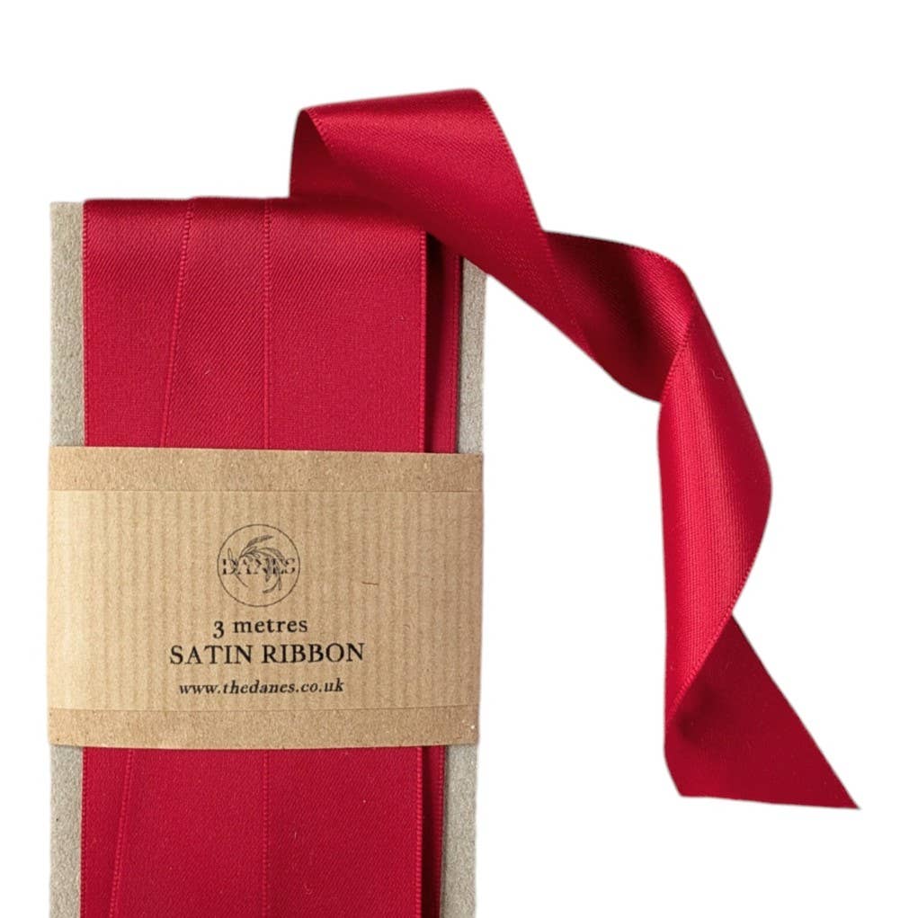 Red double-faced satin silk ribbon.