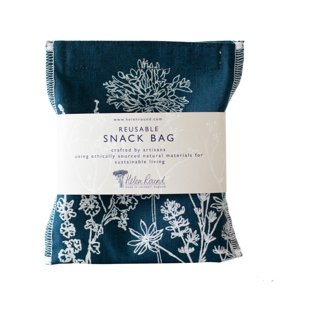 These reusable linen washable snack bags are screen printed using water based inks.