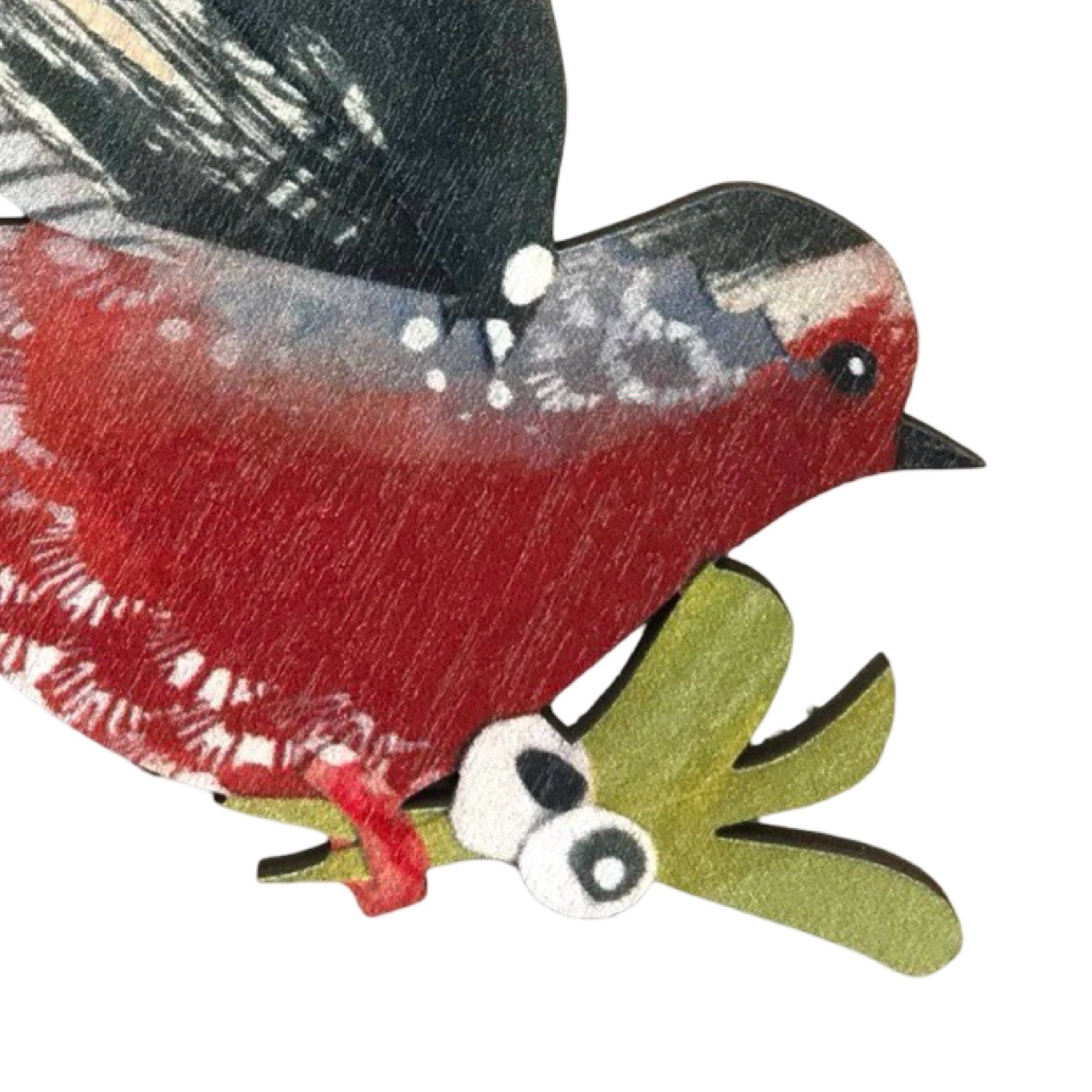 This gorgeous wooden Christmas decoration features a flying Robin carrying a bunch of mistletoe. Each decoration is made from sustainably sourced ply and strung with festive green thread.