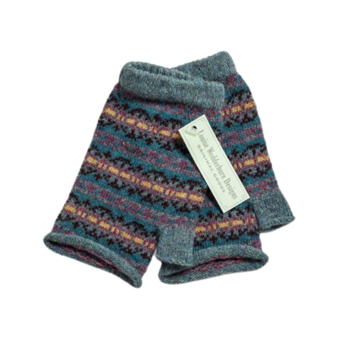 Robins' Egg Shetland Fairisle Fingerless Mittens