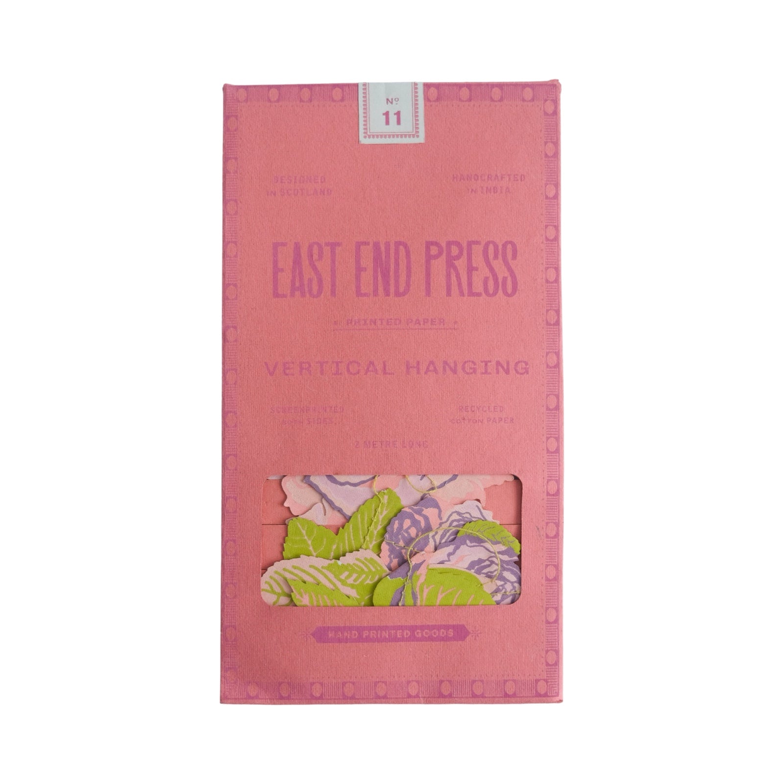 A rectangular pink paper packer for a roses vertical paper garland.