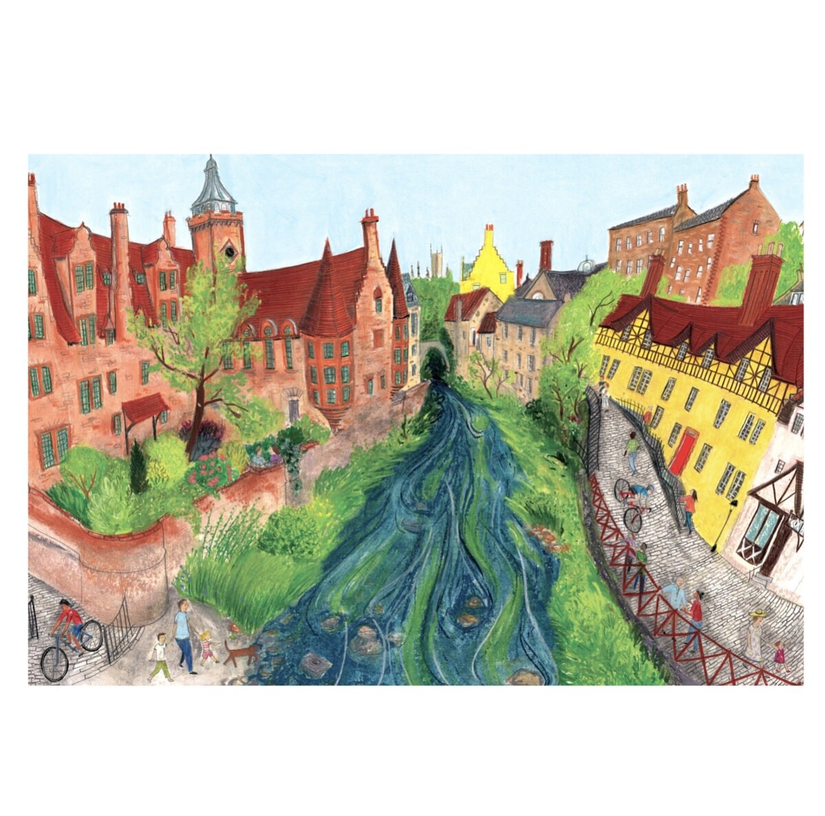 Dean Village, Edinburgh Mounted Print