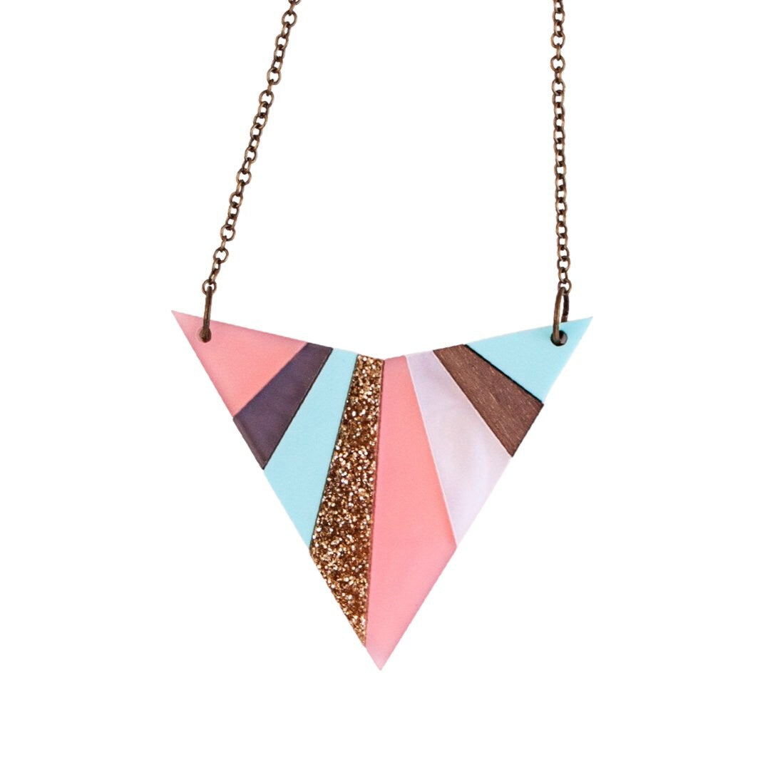Pastel Glitter Arrowhead Necklace