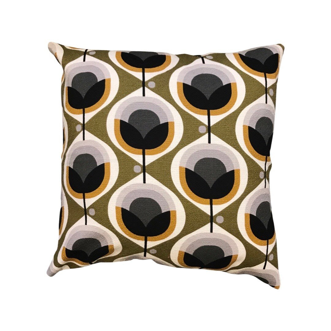 Retro Floral Mustard Cushion Cover