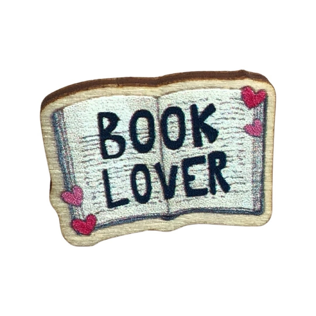 Book Lover Wooden Pin Badge