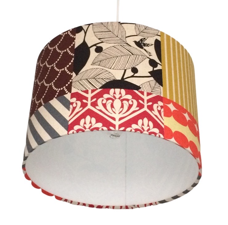Patchwork Neutral Drum Lampshade