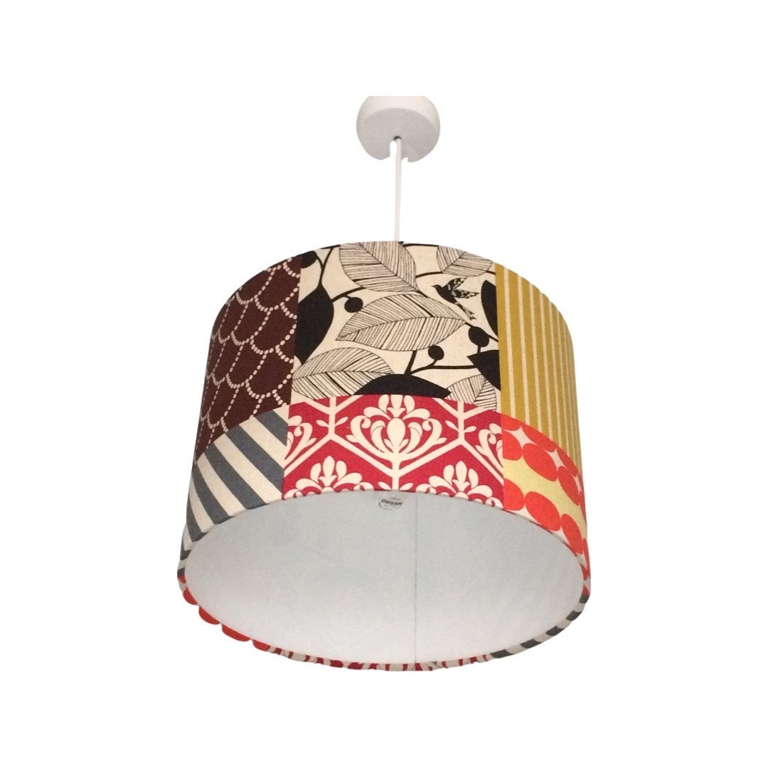 Patchwork Neutral Drum Lampshade