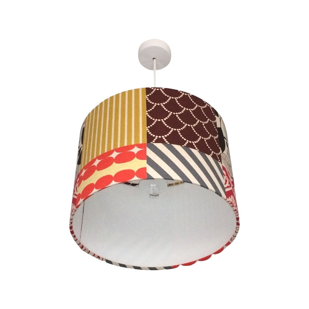 Patchwork Neutral Drum Lampshade