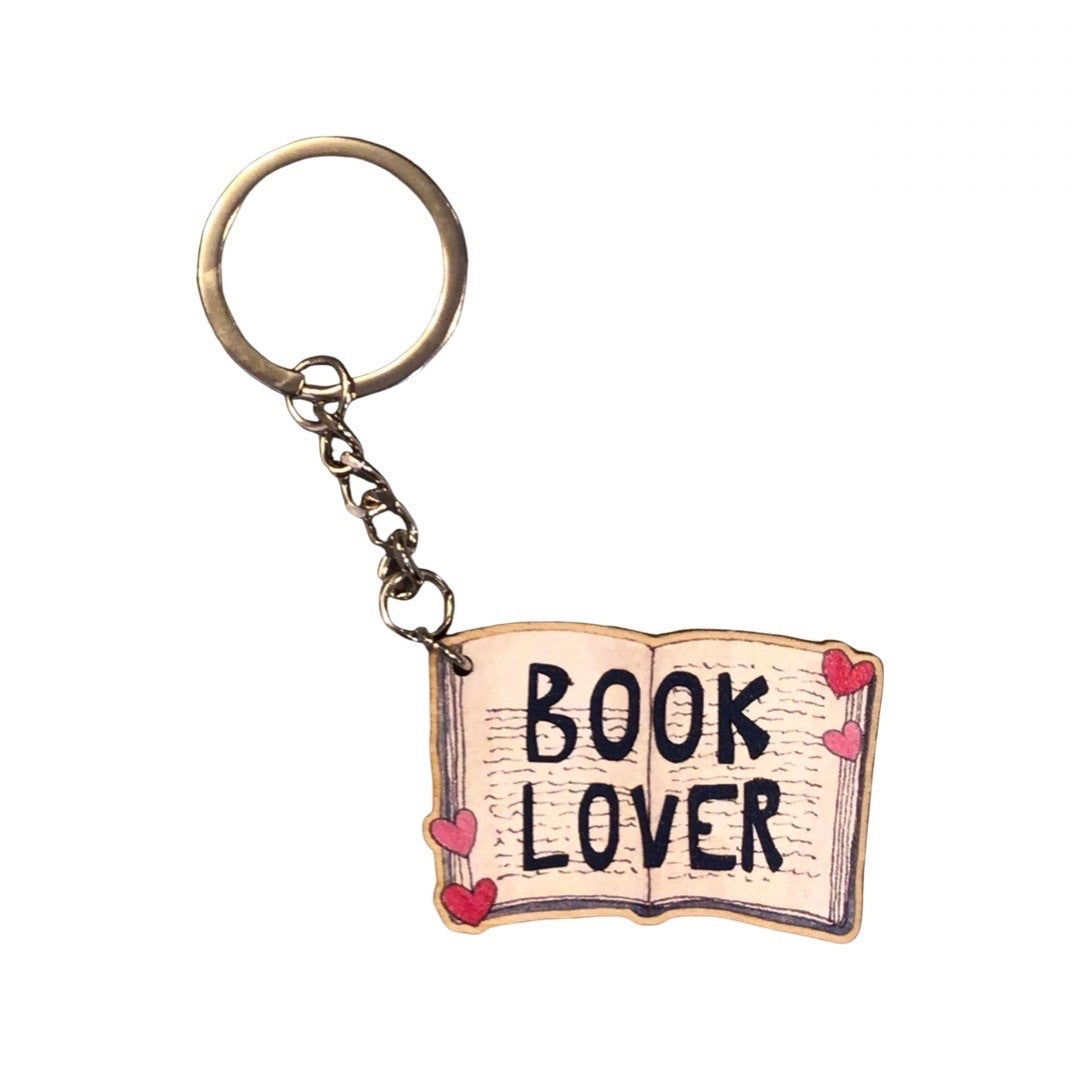Book Lover Wooden Keyring