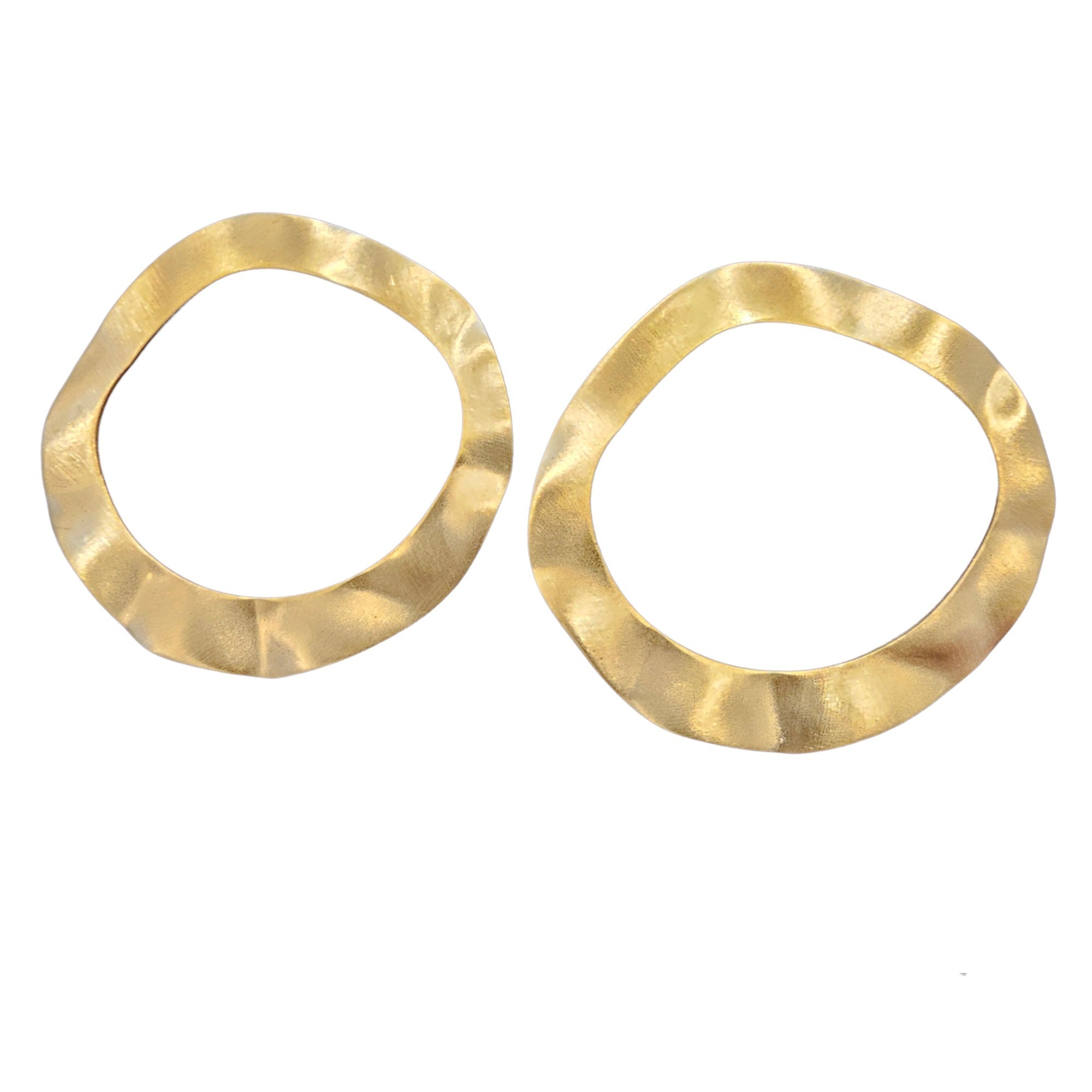 Brass Large Wave Circle Earrings