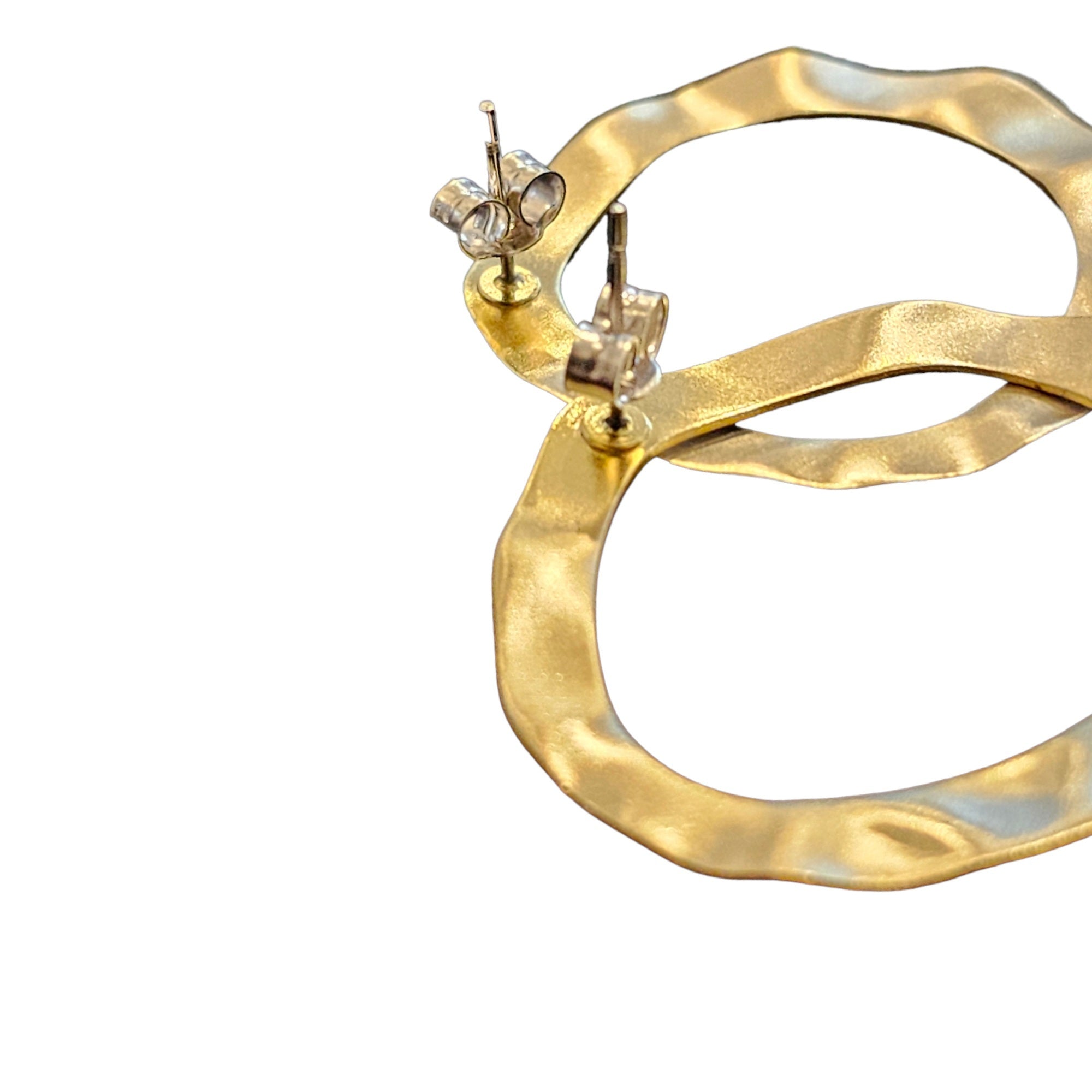 Brass Large Wave Circle Earrings