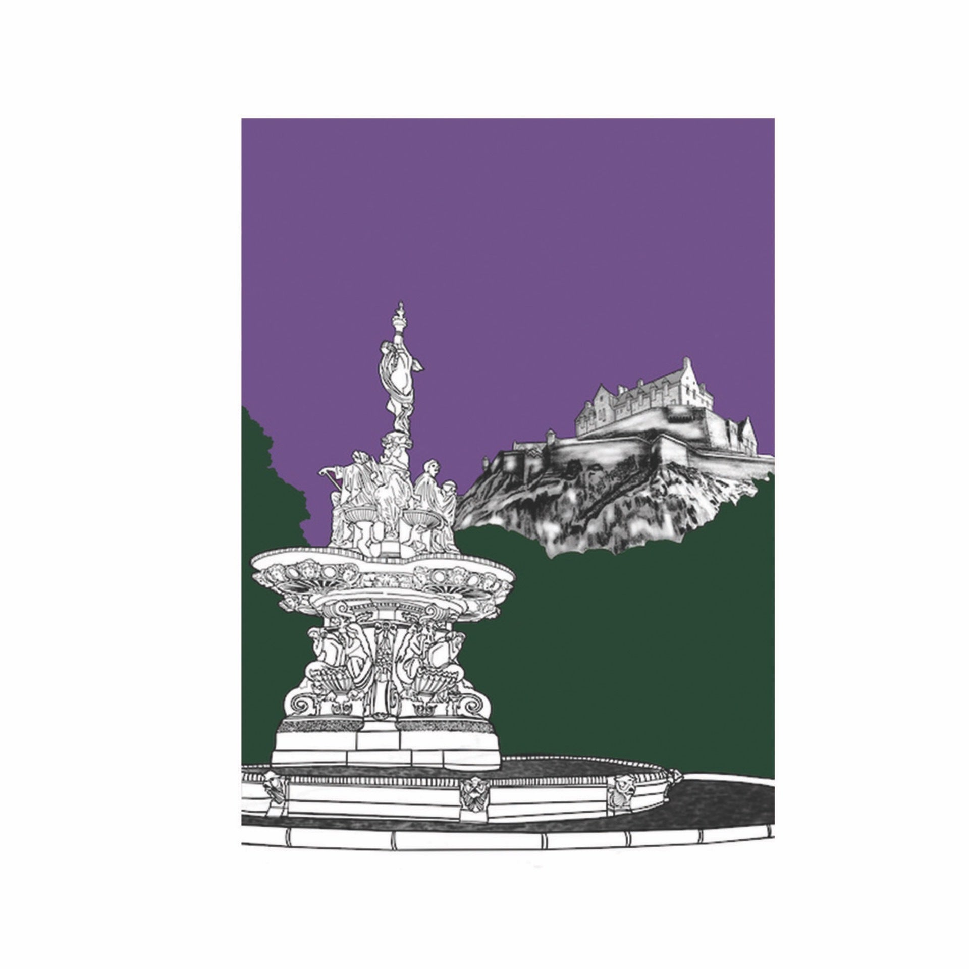 Ross Fountain and Edinburgh Castle Print