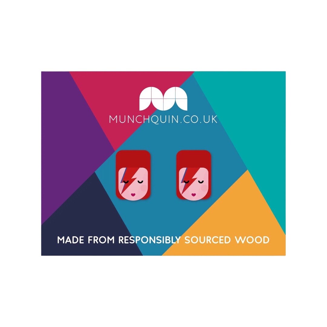 Bowie Wooden Stud Earrings