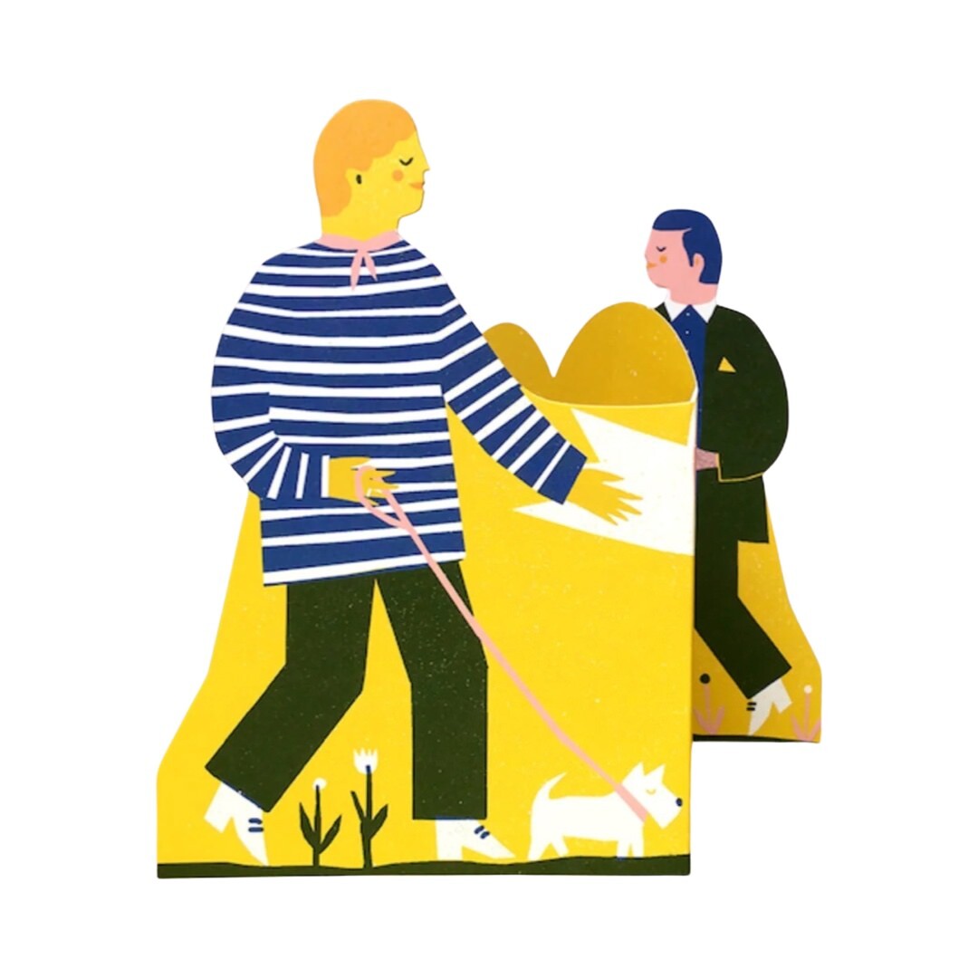 Two Men Concertina Heart Card