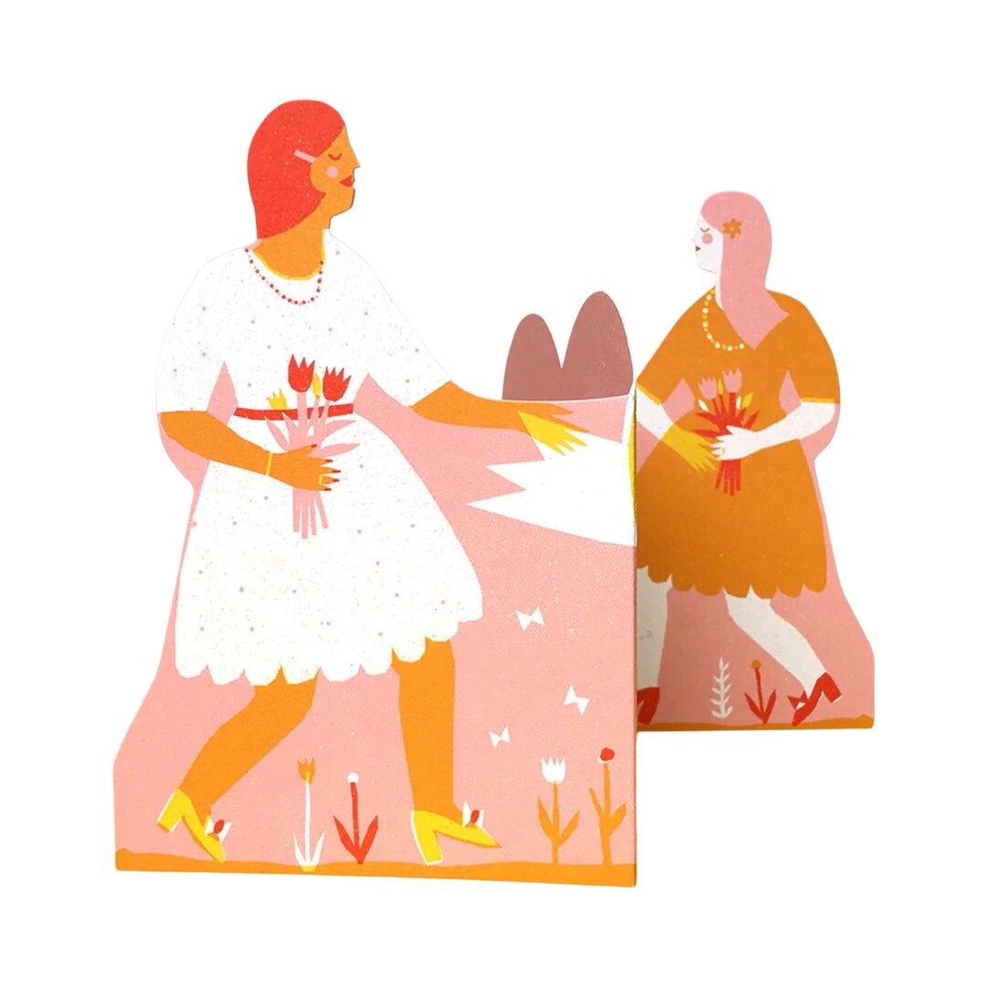 Two Women Concertina Heart Card