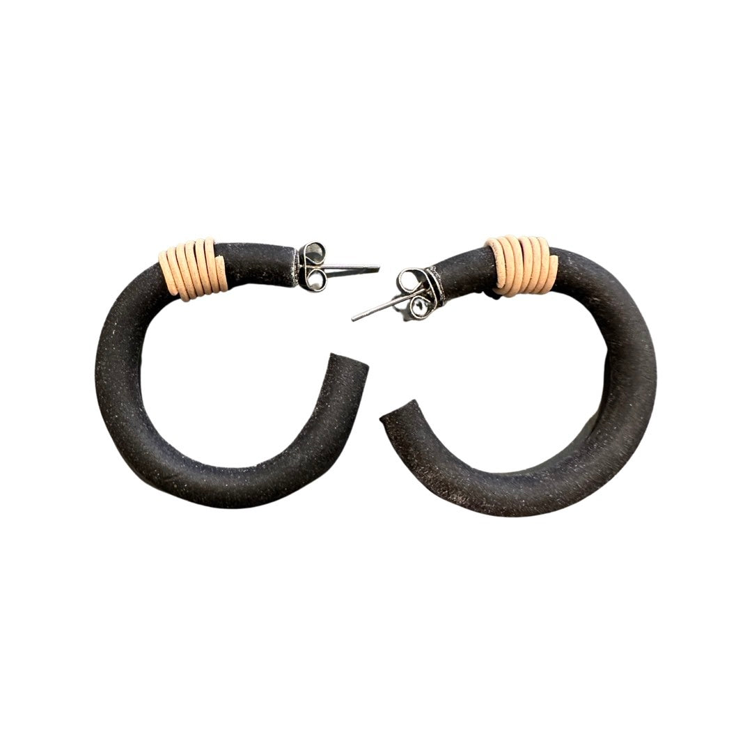 Black Wrap Hoop Earrings