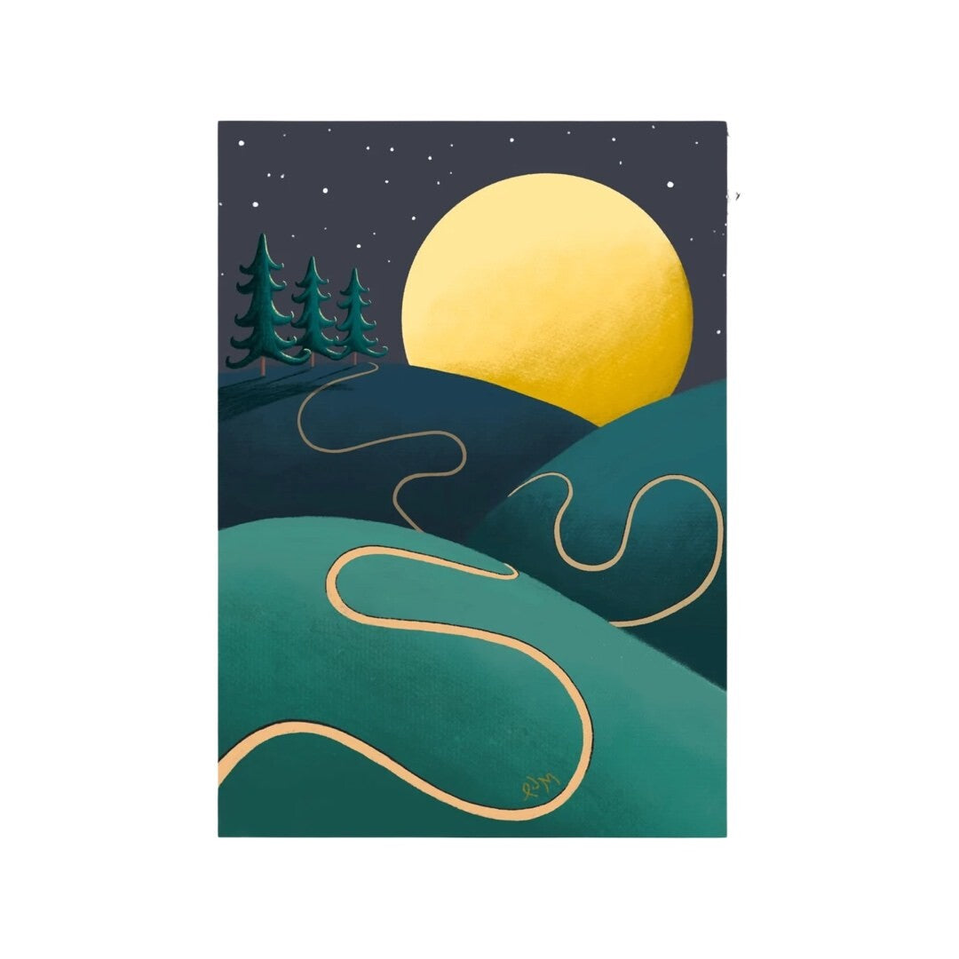 Curly Trees in Moonlight Print
