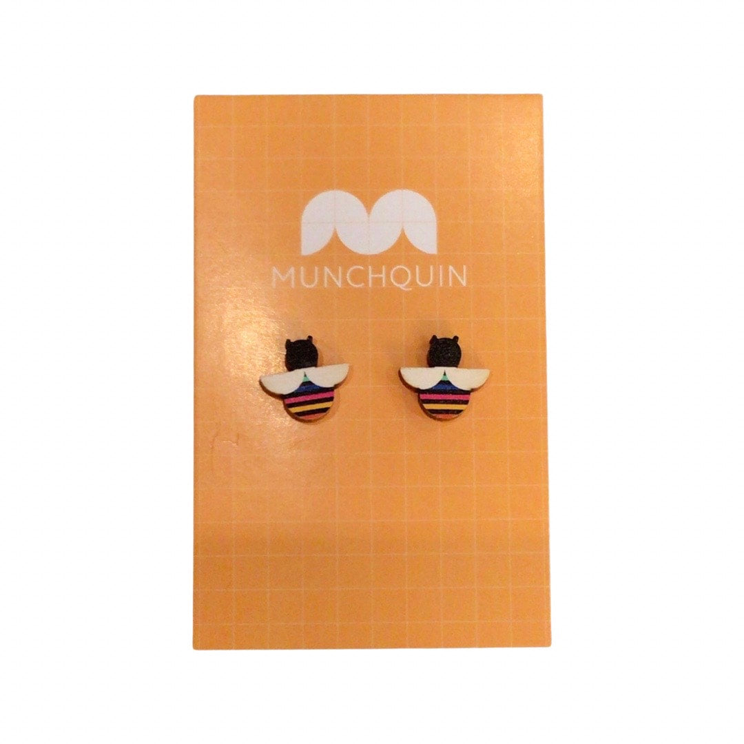 Bee Wooden Stud Earrings