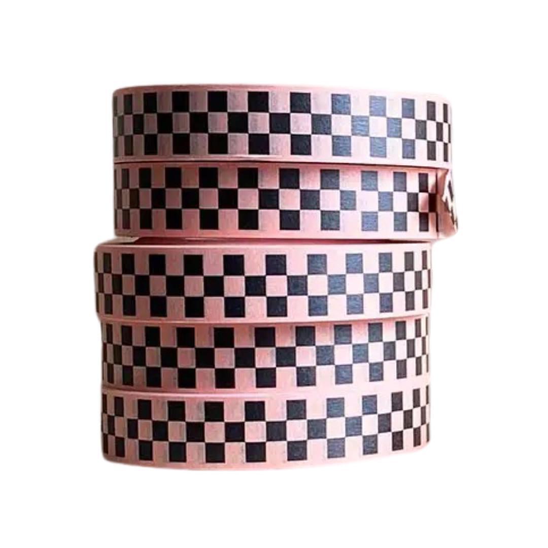 Peach Check Patterned Paper Tape