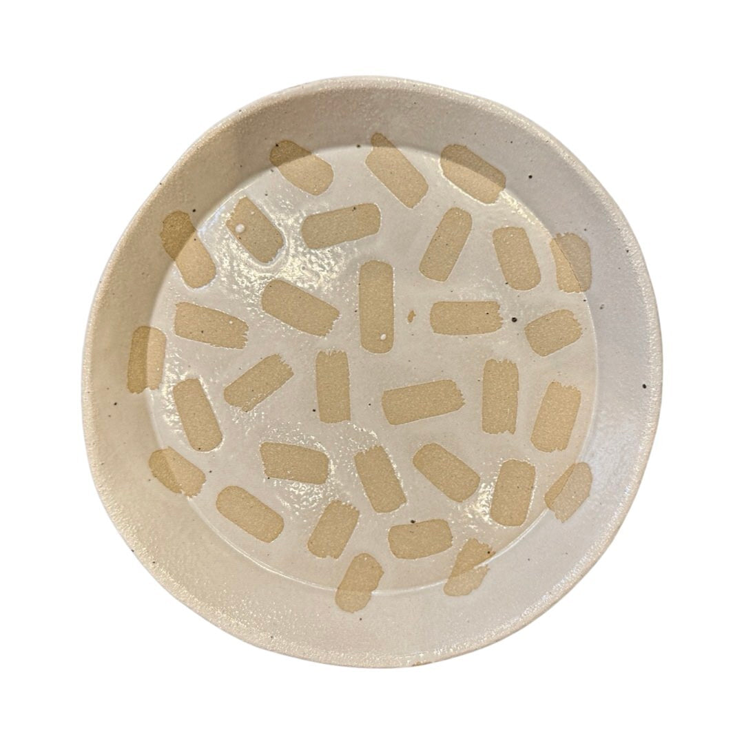 Patterned Side Plate White and Cream