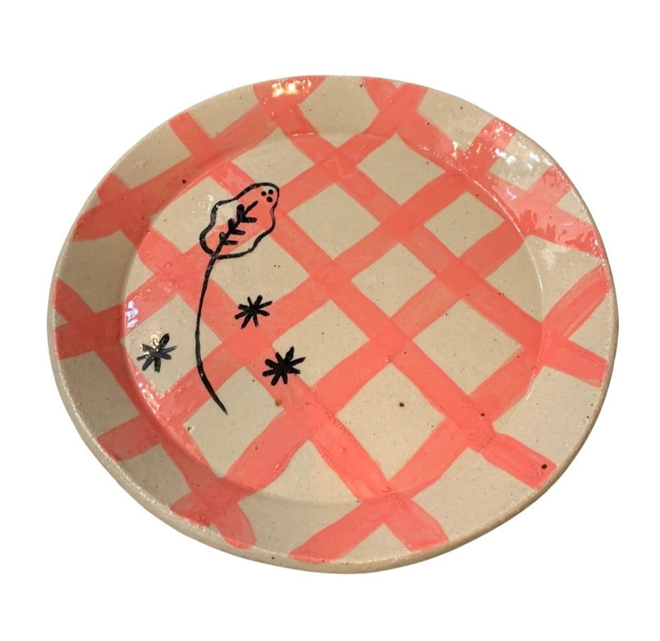 Check Side Plate Pink