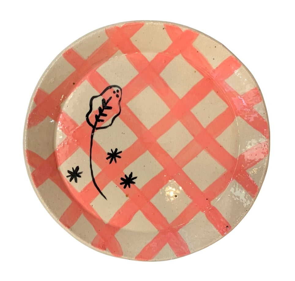 Check Side Plate Pink