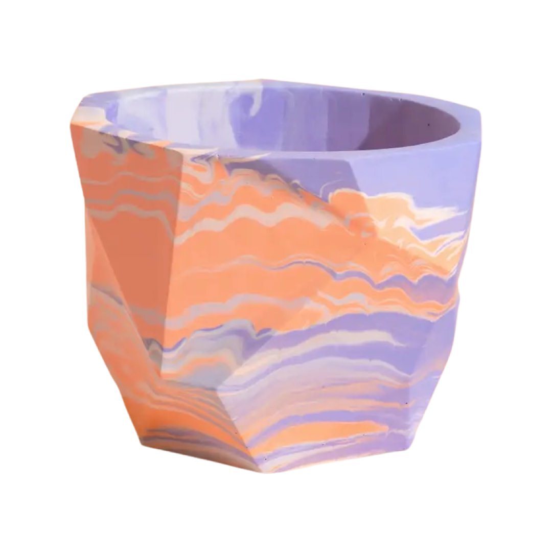 Purple and Peach Marbled Plant Pot